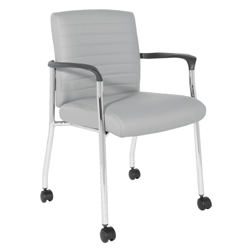 OFFICE STAR  Guest Chair In Faux Leather With Chrome Frame In Gray