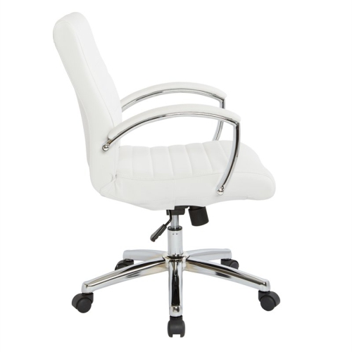 Executive Low Back Chair in White Faux Leather with Chrome Arms and Base K/D