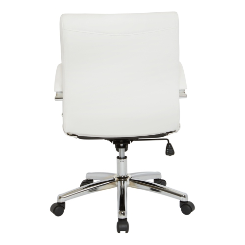Executive Low Back Chair in White Faux Leather with Chrome Arms and Base K/D