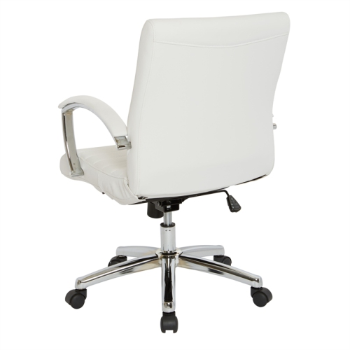 Executive Low Back Chair in White Faux Leather with Chrome Arms and Base K/D