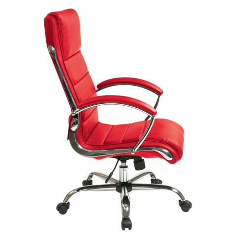 Executive Chair with Thick Padded Red Faux Leather Seat