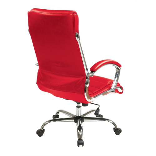Executive Chair with Thick Padded Red Faux Leather Seat