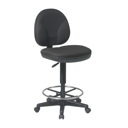 OFFICE STAR  Sculptured Fabric Seat And Back Drafting Chair With Adjustable Foot Ring In Black