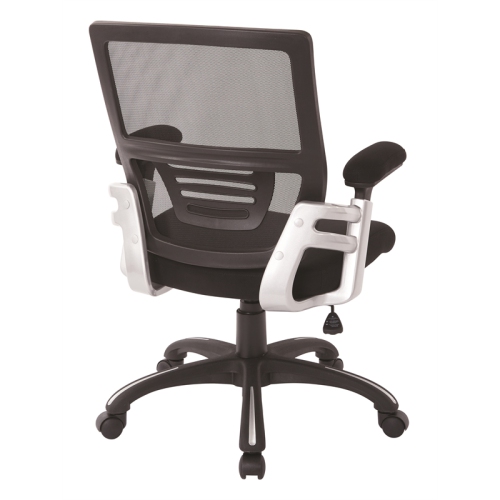 Mesh Back Black Manager's Chair with Fabric Seat Adjustable Fabric Padded Arms