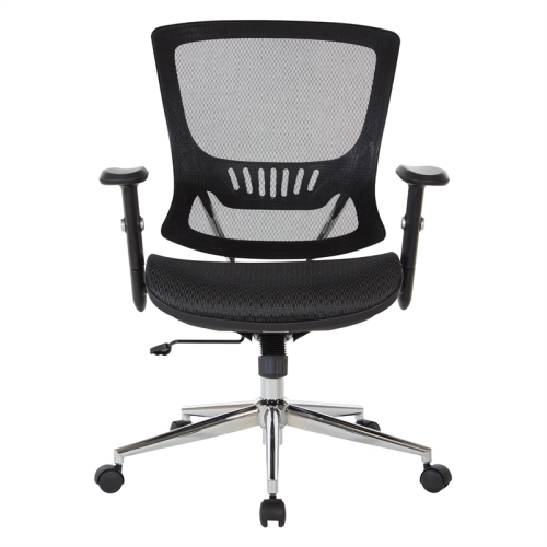Mesh Screen Back Manager's Chair with Height Adjustable Arms in Black Fabric