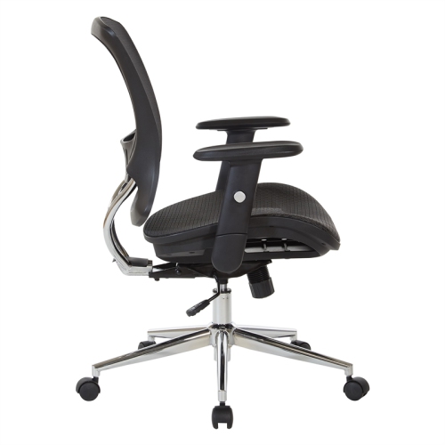 Mesh Screen Back Manager's Chair with Height Adjustable Arms in Black Fabric