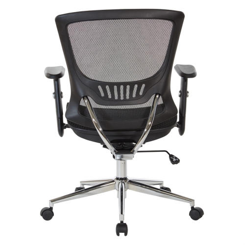 Mesh Screen Back Manager's Chair with Height Adjustable Arms in Black Fabric