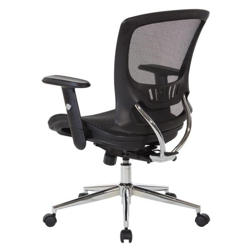 Mesh Screen Back Manager's Chair with Height Adjustable Arms in Black Fabric