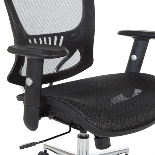 Mesh Screen Back Manager's Chair with Height Adjustable Arms in Black Fabric