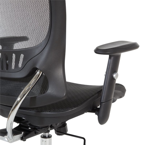 Mesh Screen Back Manager's Chair with Height Adjustable Arms in Black Fabric