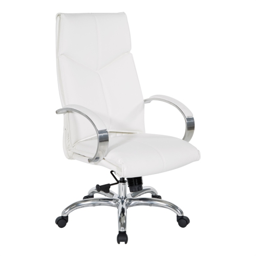 OFFICE STAR Deluxe High Back Executive Chair In White Dillon Snow Faux Leather