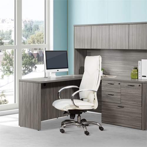 Deluxe High Back Executive Chair in White Dillon Snow Faux Leather