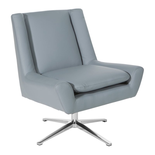 OFFICE STAR  Guest Chair In Charcoal Faux Leather And Aluminum Base In Gray