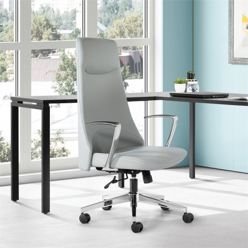 High Back Office Chair in Dillon Steel in Gray Mesh Fabric