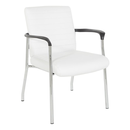 OFFICE STAR  Guest Chair In Faux Leather With Chrome Frame In White
