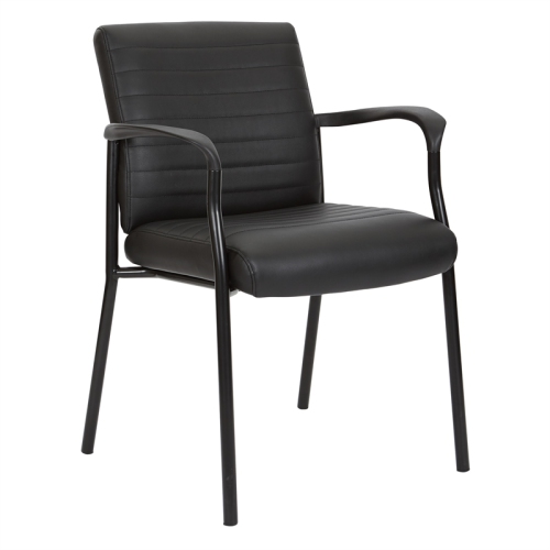 OFFICE STAR  Guest Chair In Faux Leather With Frame In Black