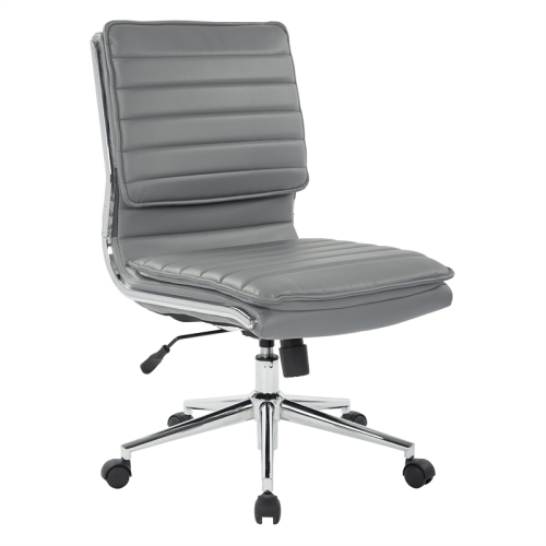 OFFICE STAR  Armless Mid Back Manager's Faux Leather Chair In With Chrome Base In Charcoal