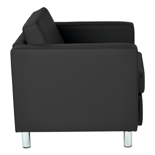 Pacific Armchair In Dillon Black Vinyl by Office Star
