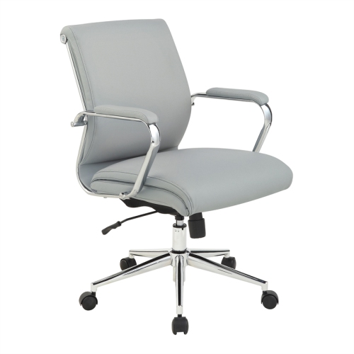 OFFICE STAR Mid Back Manager's Chair With Dillon Steel Gray Fabric And Chrome Base