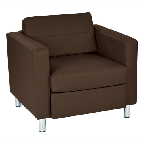 OFFICE STAR Pacific Armchair In Dillon Java Brown Vinyl Fabric