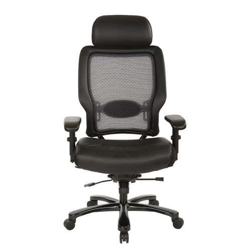 Executive Big and Tall Chair in Black Bonded Leather Fabric w/ Headrest