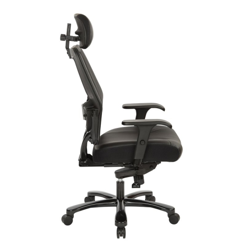 Executive Big and Tall Chair in Black Bonded Leather Fabric w/ Headrest