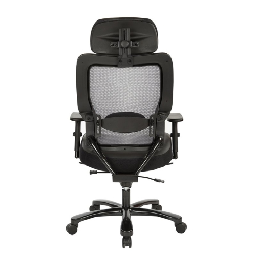 Executive Big and Tall Chair in Black Bonded Leather Fabric w/ Headrest