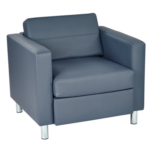 OFFICE STAR Pacific Armchair In Dillon Blue Vinyl Fabric