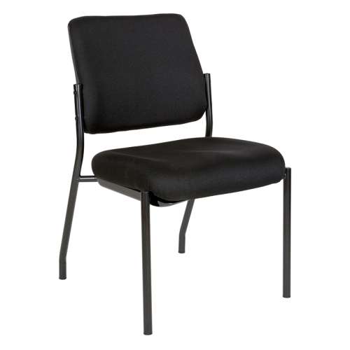 OFFICE STAR  Stackable Armless Visitor Chair Fabric Padded Seat And Back In Black