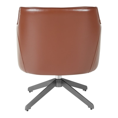 Faux Leather Guest Chair in Saddle Brown Faux Leather with Black Base