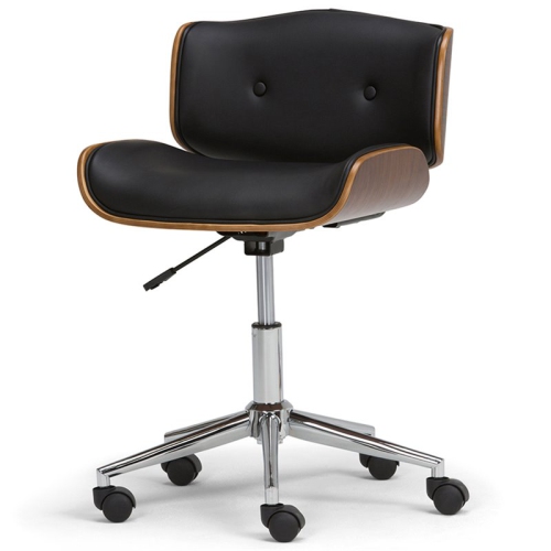 SIMPLI HOME  Dax Swivel Adjustable Executive Computer Bentwood Office Chair In And Natural In Black