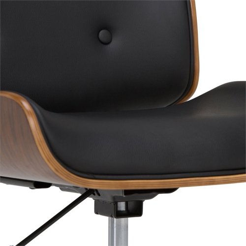 Simpli Home Dax Swivel Adjustable Executive Computer Bentwood Office Chair in Black and Natural