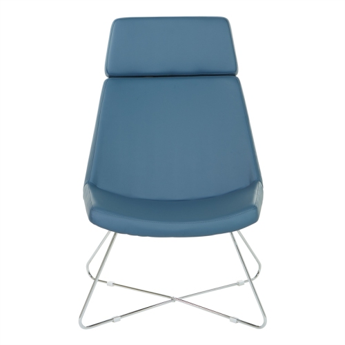 Geena Guest Chair in Dillon Blue Fabric with Chrome Sled Base
