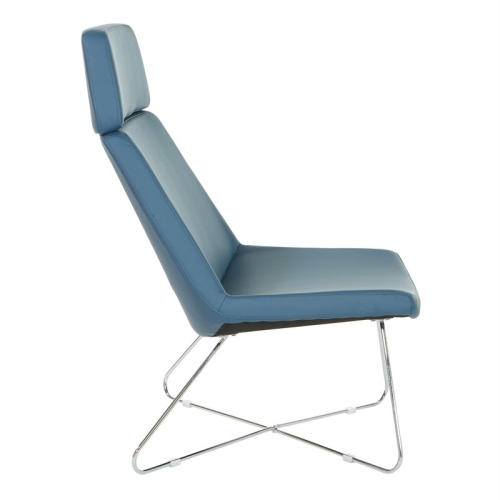 Geena Guest Chair in Dillon Blue Fabric with Chrome Sled Base