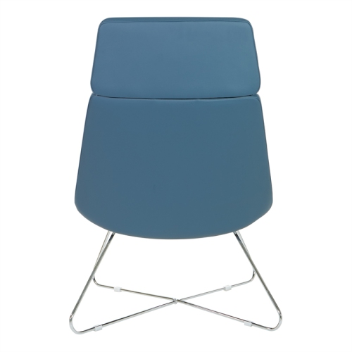 Geena Guest Chair in Dillon Blue Fabric with Chrome Sled Base