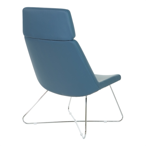 Geena Guest Chair in Dillon Blue Fabric with Chrome Sled Base