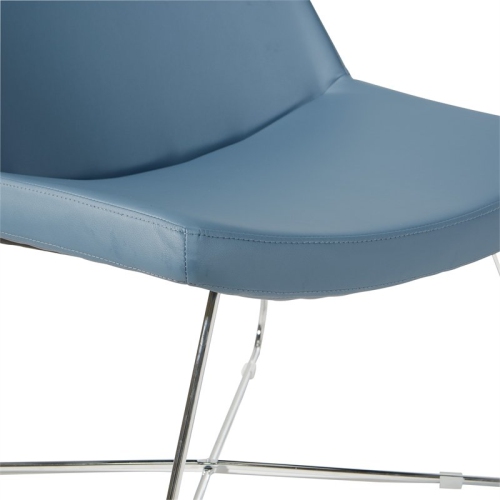 Geena Guest Chair in Dillon Blue Fabric with Chrome Sled Base