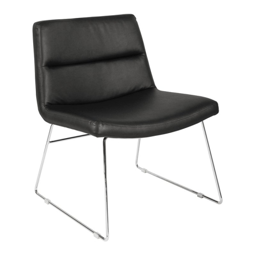OFFICE STAR  Thompson Chair In Faux Leather With Chrome Sled Base In Black