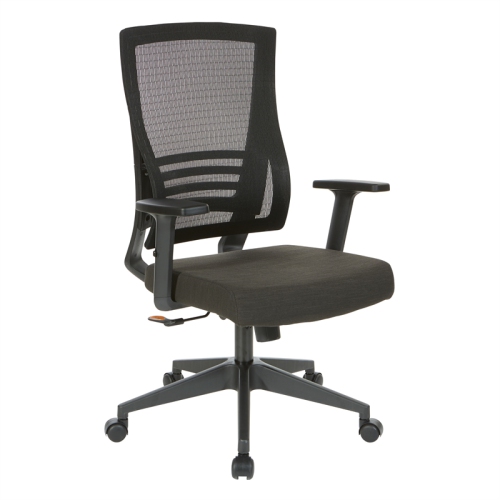 OFFICE STAR  Vertical Mesh Back Chair In Frame With Linen Fabric Seat In Black