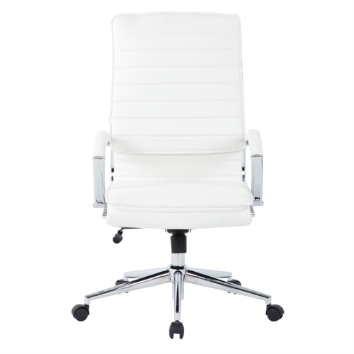 High Back Manager's Faux Leather Chair in White with Chrome Base