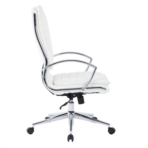 High Back Manager's Faux Leather Chair in White with Chrome Base