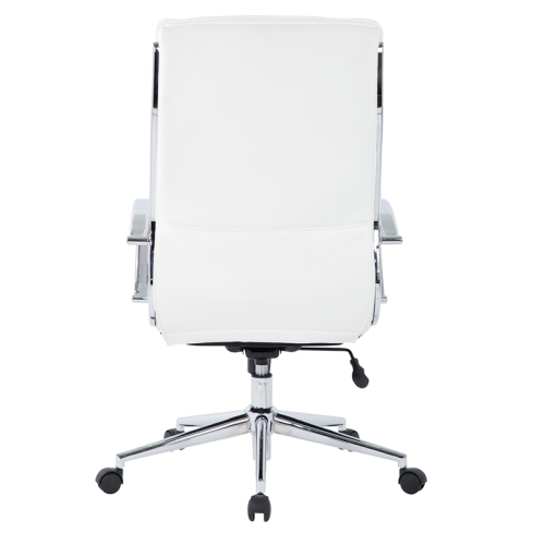 High Back Manager's Faux Leather Chair in White with Chrome Base