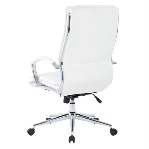 High Back Manager's Faux Leather Chair in White with Chrome Base