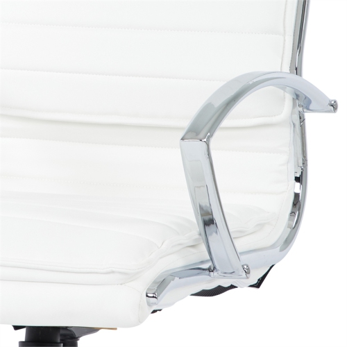 High Back Manager's Faux Leather Chair in White with Chrome Base
