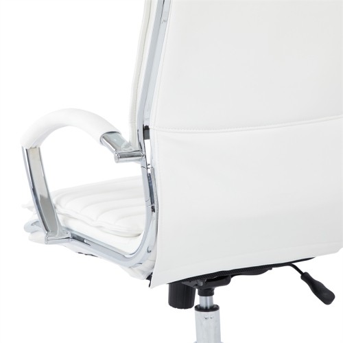 High Back Manager's Faux Leather Chair in White with Chrome Base
