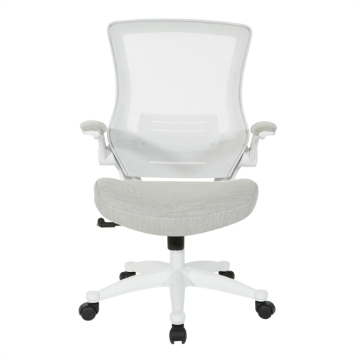 White Screen Back Manager's Chair in Linen Stone Gray Fabric
