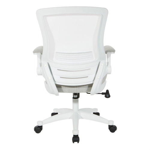 White Screen Back Manager's Chair in Linen Stone Gray Fabric