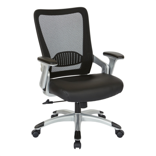 OFFICE STAR  Screen Back Chair With Faux Leather Seat In Black