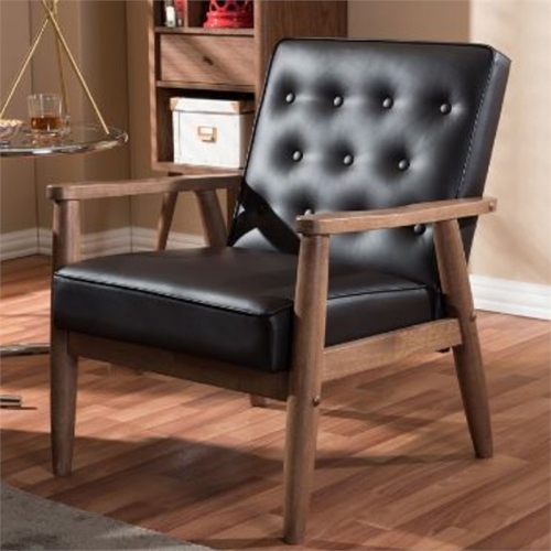 Baxton Studio Sorrento Faux Leather Tufted Reception Chair in Brown