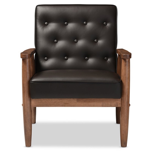 Baxton Studio Sorrento Faux Leather Tufted Reception Chair in Brown